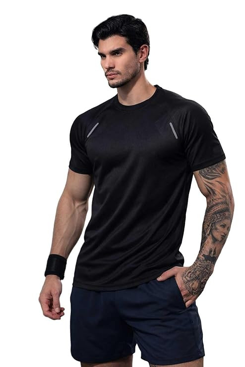 Kvetoo Mens Dry Fit Gym T Shirt Quick Dry Sweat Proof Breathable Workout Tee Muscle Fit Athletic Sports T Shirt for Gym Running Training
