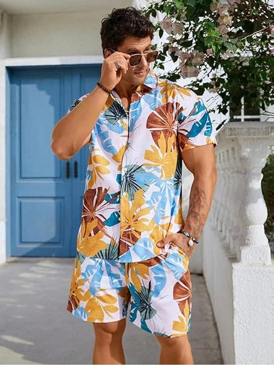 OM SAI Latest Creation Co Ord Set for Men | Night Suit | T-Shirt and Shorts Set for Man | Night Dress | Pyjama Set | Summer Wear | Lounge wear | Beach Outfit