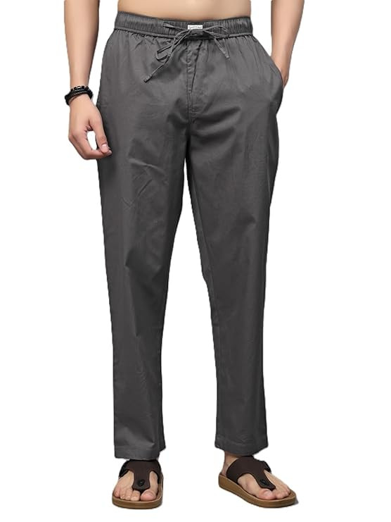 Majestic Man Comfort Fit Solid Cotton Casual Lounge Pyjama with Elastic Waist, Drawstring & Zip Closure