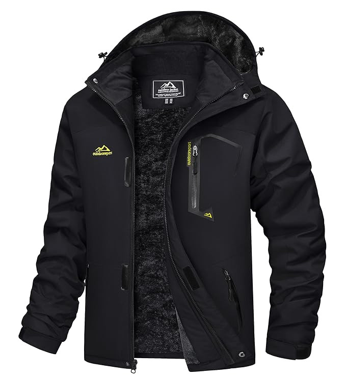 MAGCOMSEN Men's Winter Coats Waterproof Ski Snow Jacket Warm Fleece Jacket Parka Raincoats With Multi-Pockets| Standard Length