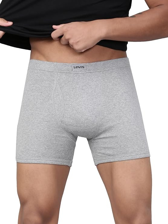 Levi's 010 Men's Pure Cotton Solid Boxer Brief - Mid Rise, Inner Elastic Waistband (Pack of 1)