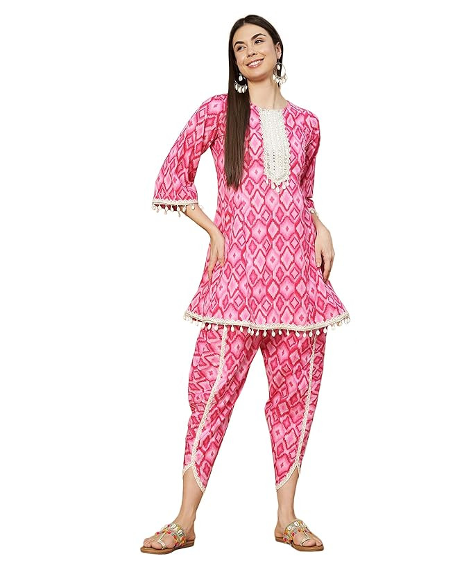 COTLAND Fashions Pre-Shrunk Ethnic Short Kurta with Dhoti Pant Set For Women