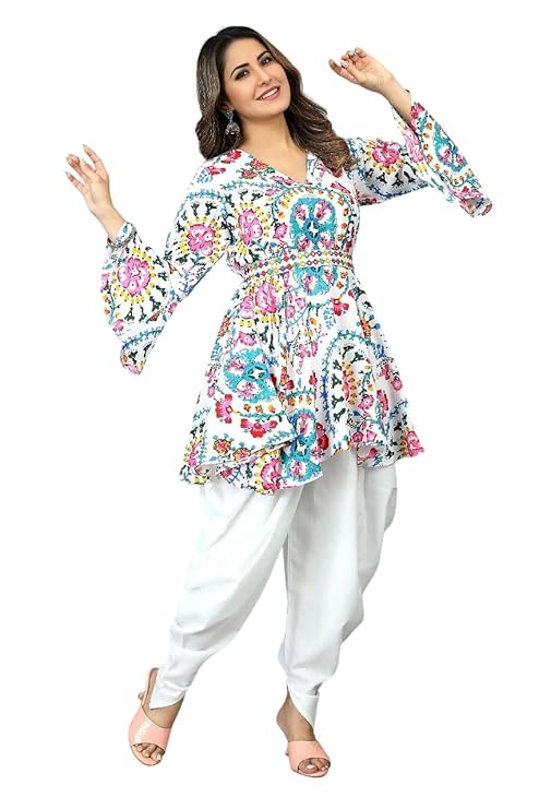 Floral Print Cotton Kurta and Dhoti Set for Women Designer