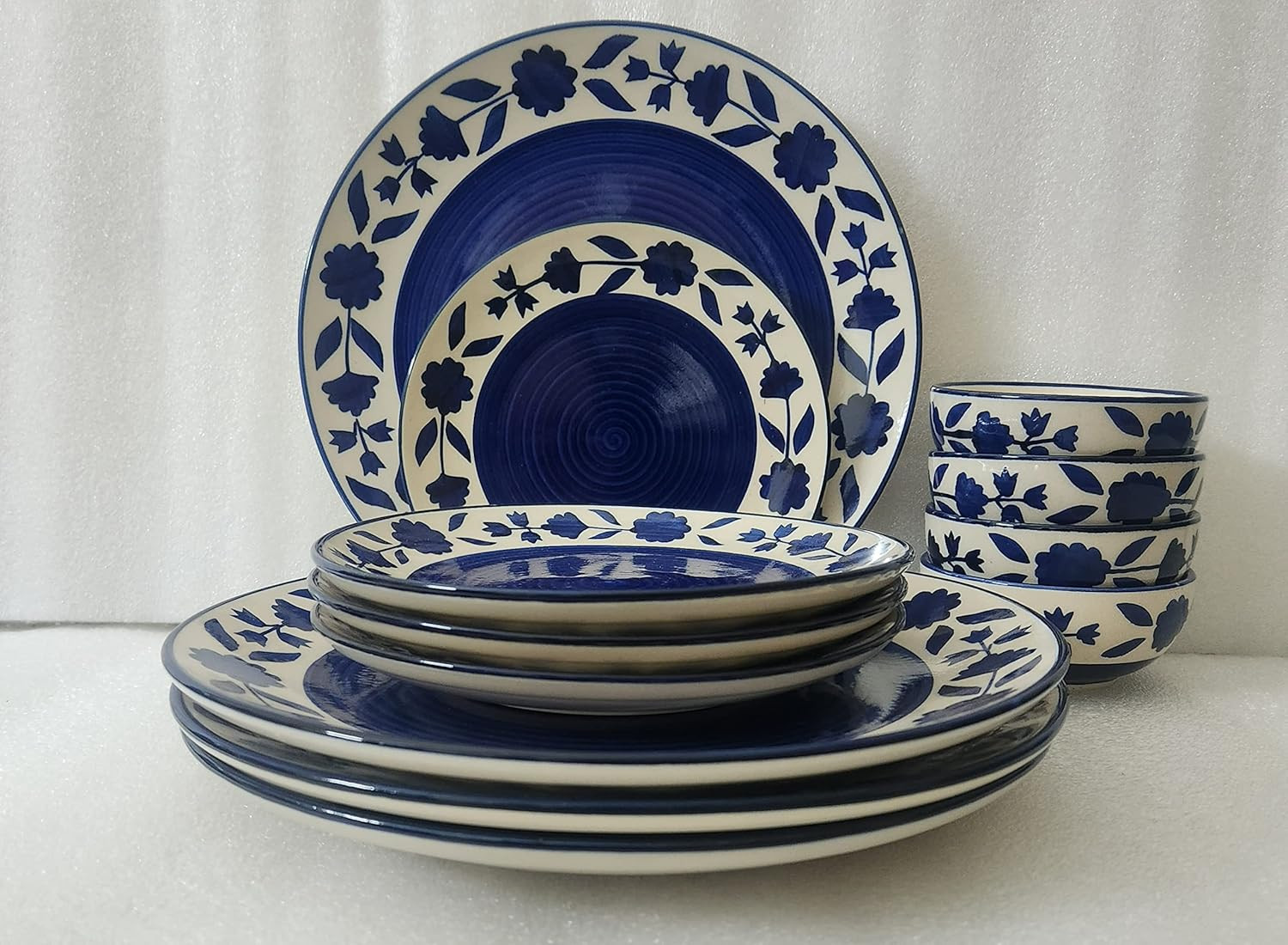 Ceramic Dinner Set, Microwave Safe Ceramic Plates for Dinner 10 inches-4,7 inches Quarter Side Plates -4,and 4 inches Serving Katori Bowls-4(Pack of 12)