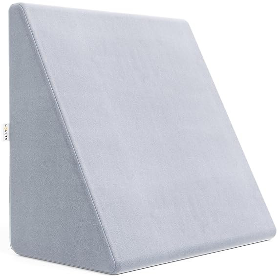 FOVERA Memory Foam Wedge Pillow | 2 Years Warranty | Bed Wedge Cushion, Orthopedic Back Support for Bed | for Acid Reflux, Snoring, GERD, Leg Elevation (Grey, 18L x 17.5W x 11H Inch)