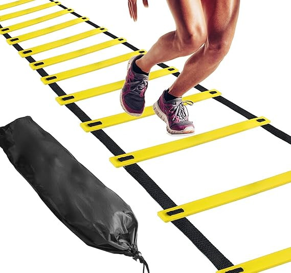 Serveuttam Agility Ladder 8 Meter Speed Training Ladder with 16 Adjustable Rungs, for Soccer, Football, Sports Training - Includes Heavy Duty Carry Bag Speed Ladder (Multicolor) (Yellow, 4 m)