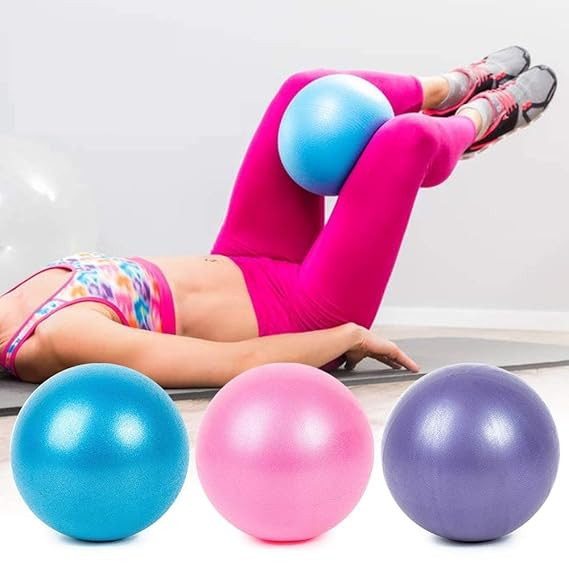 Mini Exercise Ball 9inch/23cm Small Yoga Ball Soft Pilate Home Training Abdominal Workouts, Anti Burst and Slip, with Inflatable Straw for Therapy, Barre, Core Trainings