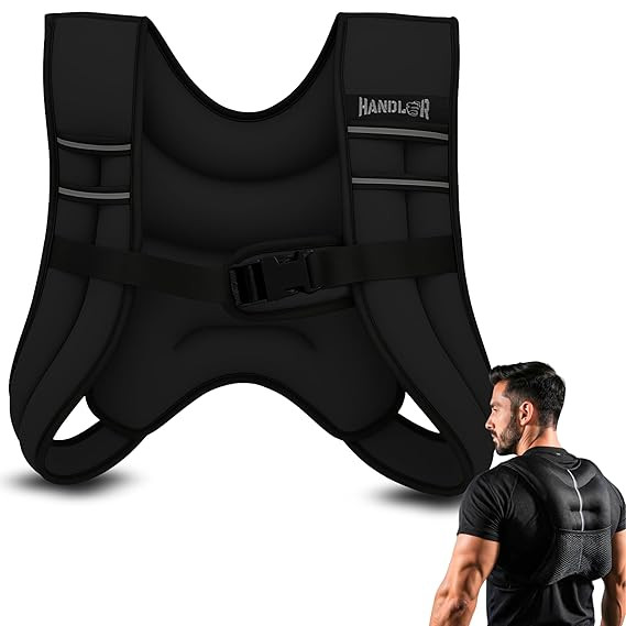 Handler Durable Body Weighted Vest for Men & Women, 2.5 Kg / 5 Kg / 7.5 Kg / 10 Kg Weight Vest with Reflective Stripe for Workout | Gym Equipment | Fitness jacket| Workout Equipment, Muscle Building | Military Equipment | Weight Loss, Weightlifting, Adjus
