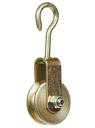 Red Hate Solid Metal Roller Pulley with Hook for Lifting Rope, Gym, Exercise, Pull up bar, Climbing, Hanging, Gold