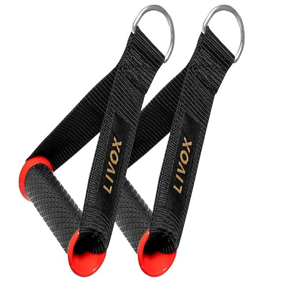 Heavy Duty Exercise D-Handle Cable Attachments for Resistance Bands, Cable Machines Gym Fitness Equipment Home Workouts 1 Pair (Red)