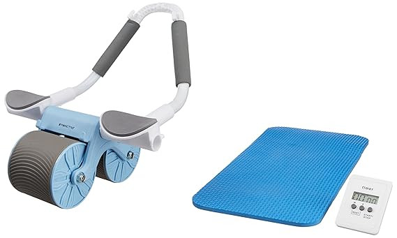 Symactive Abdominal Ab Roller for Home Gym with Built-in Timer, Mobile Holder & Thick Elbow Pad | For Men & Women |Blue