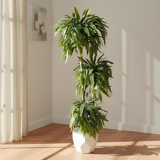 3 Tier Artificial Bamboo Plant | Tall Decorative Indoor Plant for Living Room, Office & Home Decor | Realistic Green Leaves | No Maintenance Faux Plant (Basic Black Pot Included)