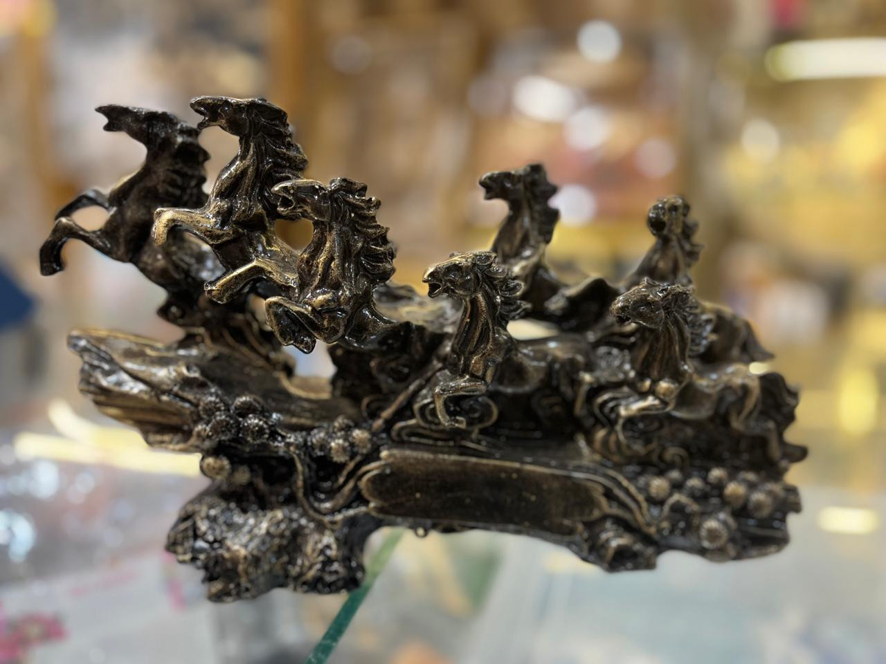 7 Running Horses Statue – Antique Bronze Vastu Showpiece for Success & Wealth
