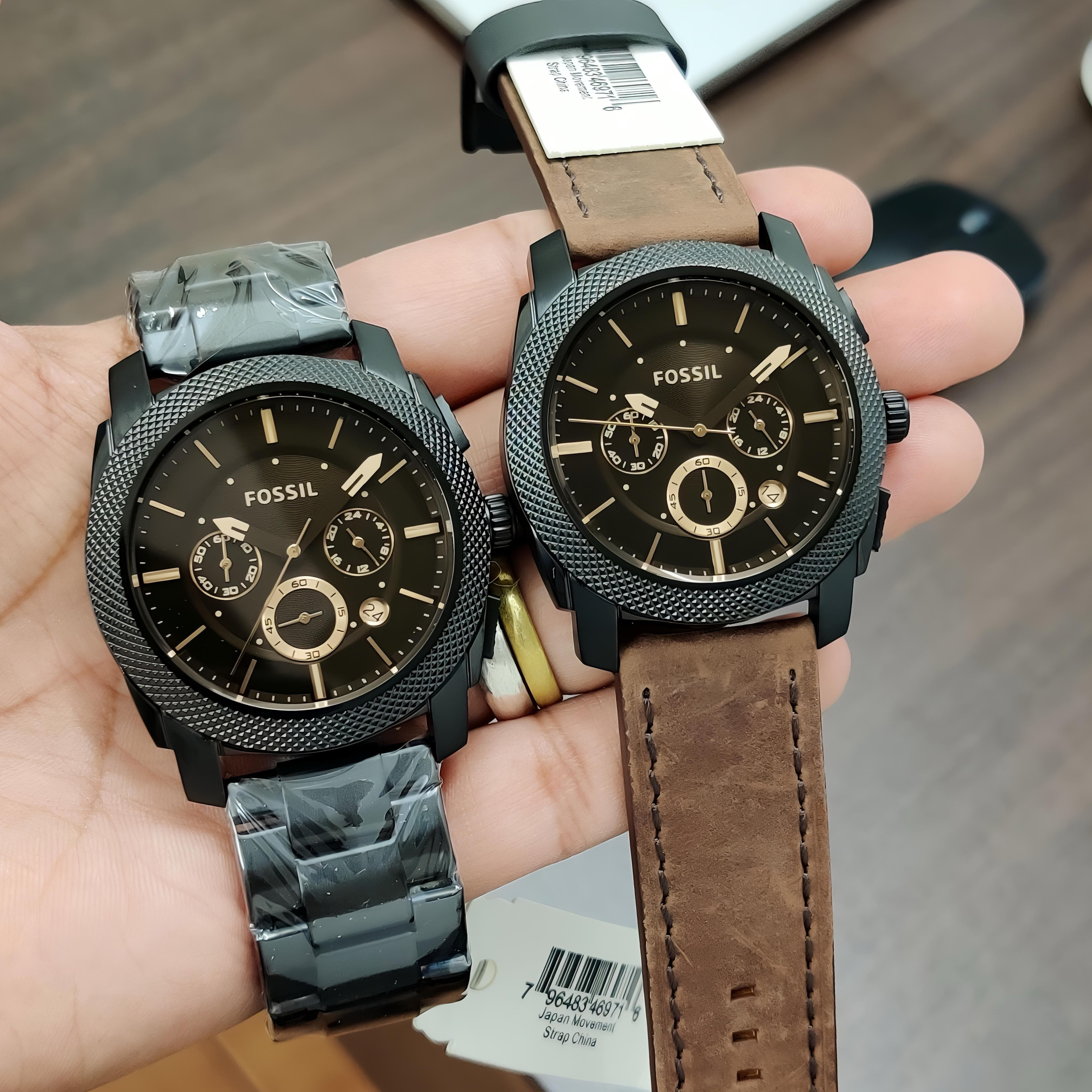 ️Fossil FS4656 Leather And Chain Belt Watch