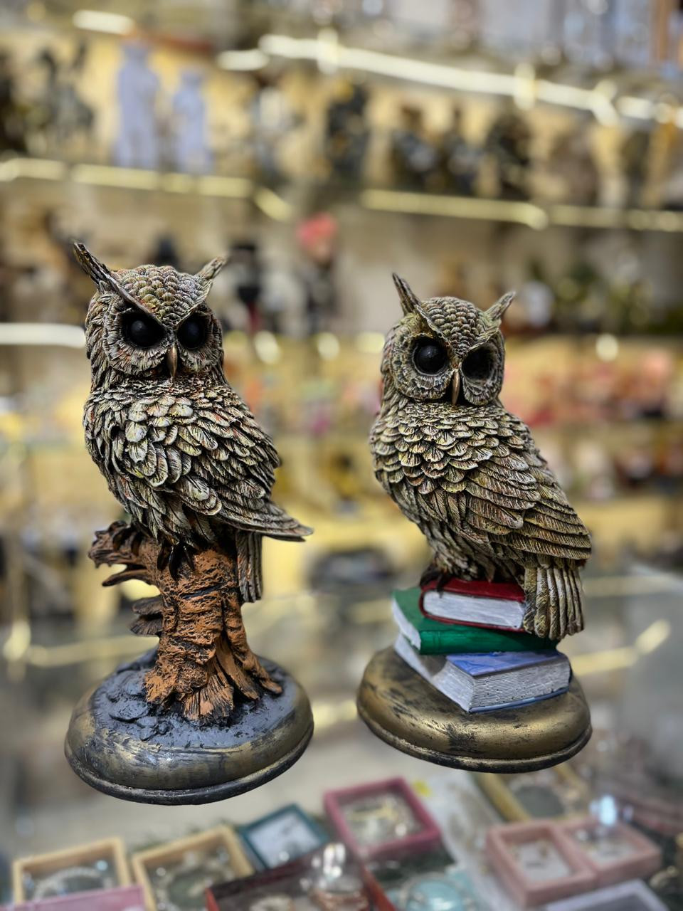 Wise Owl Statue Set of 2 – Antique Bronze Vastu & Knowledge Showpiece