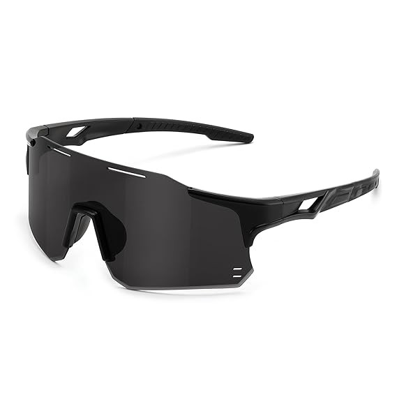 Karsaer Unisex UV Protected Cycling Glasses Sports Sunglasses ,Youth Baseball Softball Running Sunglasses E1315, Black, 70 mm