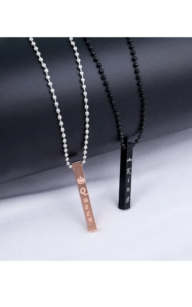 King Queen Couple Bar Pendant
