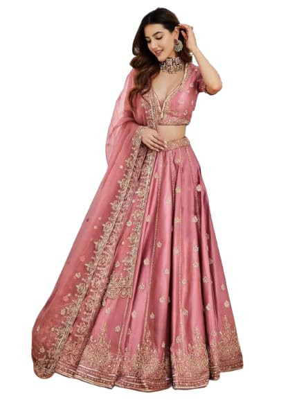 piludi Women’s Silk Lehenga Choli Set with Heavy Embroidery Work | Bridal Lehenga with Dupatta