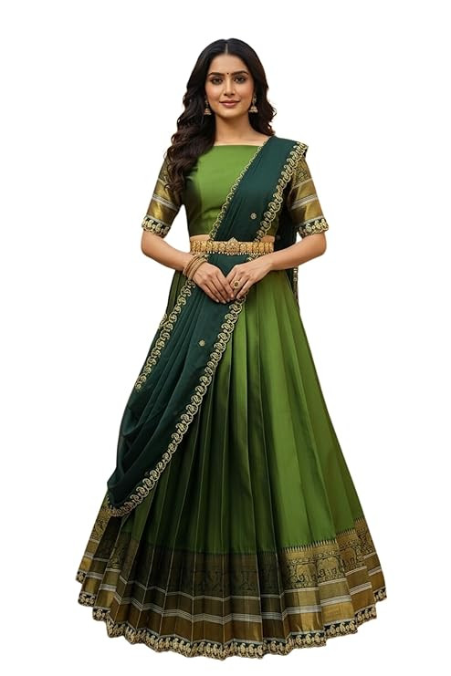 Fabcartz Beautiful South Indian Style Unstitch Lehenga Choli for Women | GT197