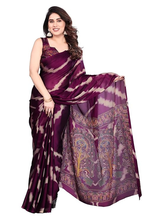 SUPERLAXMI Women's Chiffon Floral Printed Saree with Blouse Piece