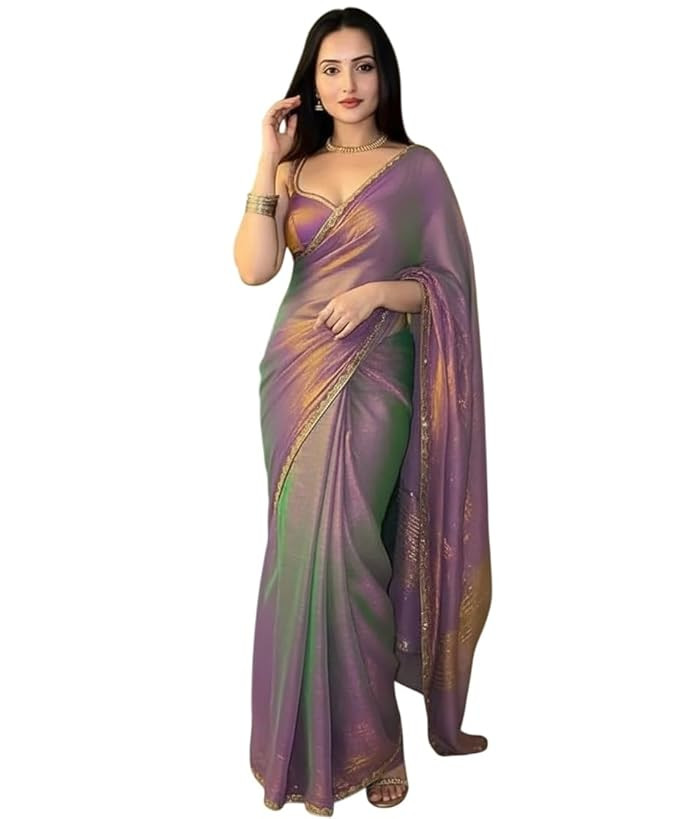 Women's Chiffon Solid Saree Fendy Chiffon-ABC
