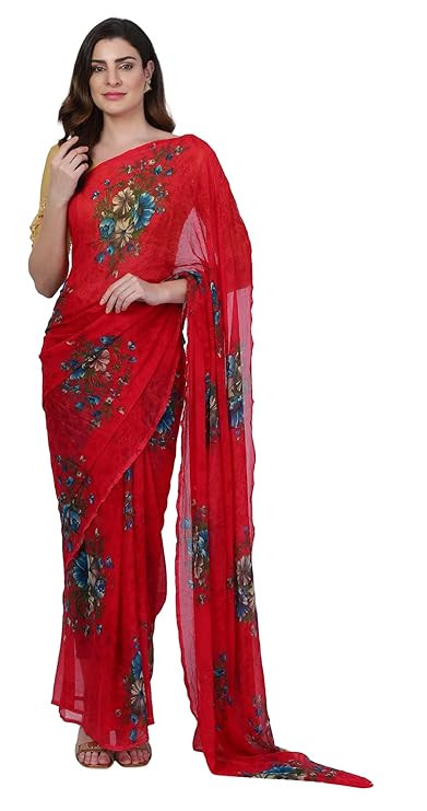 Women's Chiffon Saree Without Blouse Piece