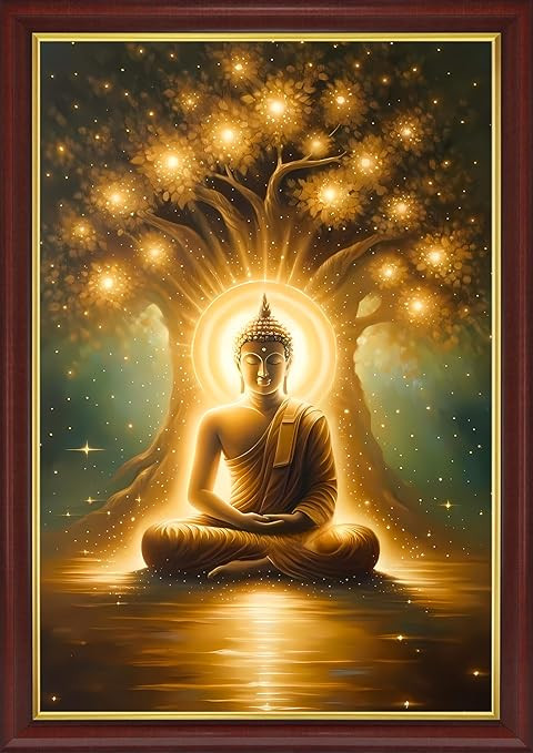 Buddha Enlightenment Framed Wall Art (10x13 Inch) | Spiritual Buddha Wall Decor for Home, Meditation Room & Living Space | Buddha Photo Frame | 1COID Divine Collection
