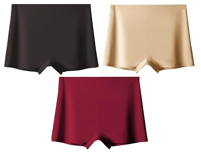 LOURYN KOULYN® Women's Ice Silk Seamless Boyshort Panty, (Pack of 3 Panty)