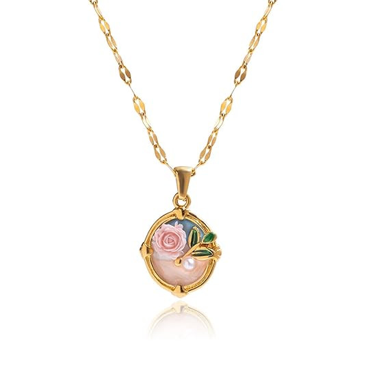 18k Gold Plated Vintage Dainty Pink Gemstone Bow Pendant Necklace Women Court Style Oval Cut Zircon Necklace