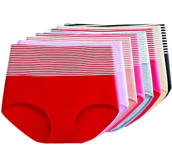PLUMBURY Women's Cotton High Waist Full Coverage Hipster Panty, Size M to XL (Pack of 3 Panty)