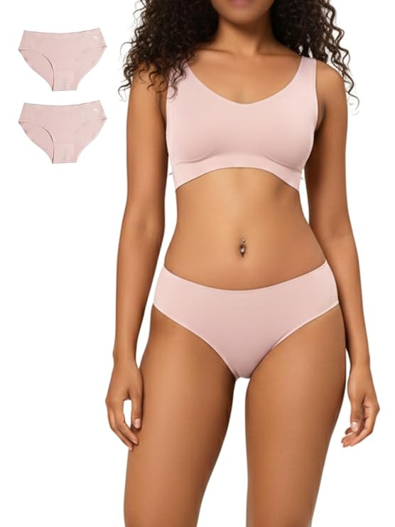 Krvvy Pack of 2 Seamless Bikini Underwear | Low-Rise, Low Coverage Panty for Women with 100% Cotton Gusset | Ultrasoft Fabric for All Day Comfort