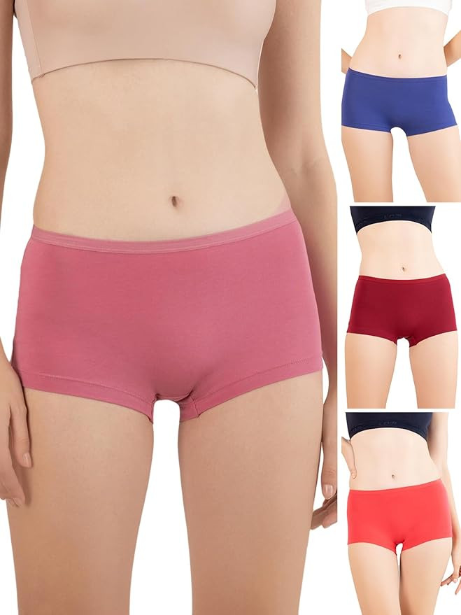 Lux Cozi Women's 100% Cotton Panties |Colors and Prints May Vary | Pack of 4 |