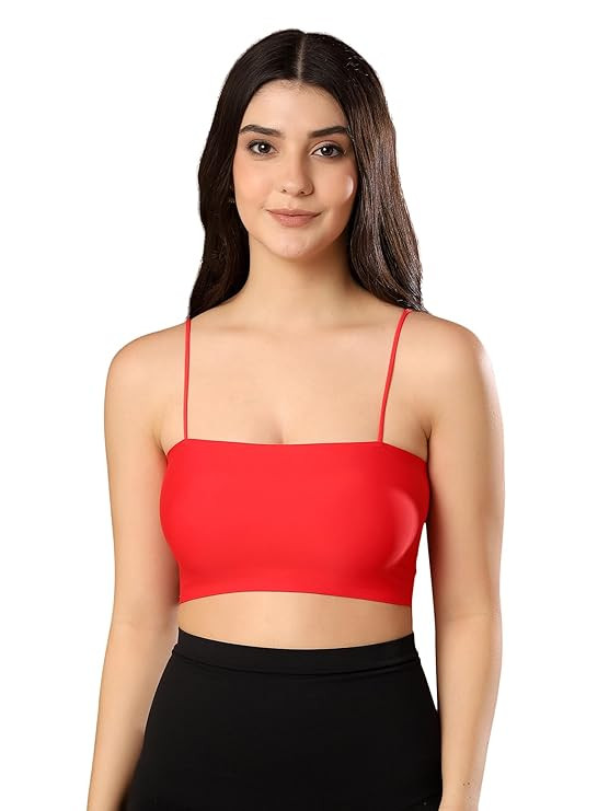 Women Lightly Padded Camisole Spaghetti Strap Seamless Bralette (Removable Pads) Stretchy Wire Free Crop Tank Top