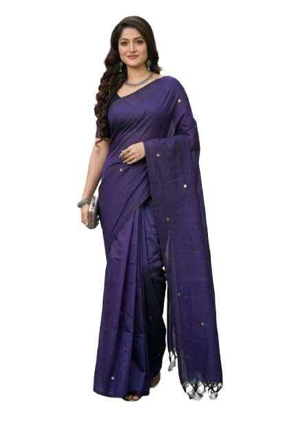 Cotton Handloom Saree for Women | Pure Khadi Bengal Silk Saree with Blouse Piece | Traditional Festivals, Wedding, Party Traditional Silk Saree with BRY-G2-67