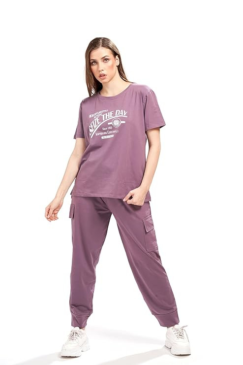 WEET Women's Printed Track Suit T-Shirt Trackpant Co-Ord Set 3420