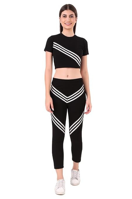Women's Athletic Gym Wear Set | Co-ord Set | Top and Bottom Set | Running Suit for Girls and Women | Comfortable and Stylish Activewear for Workout, Yoga, and Fitness