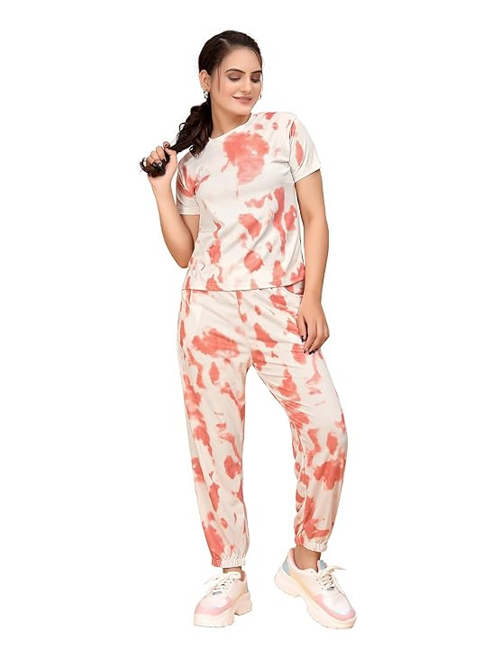 Women's Ankle-Length Track Suit Set - Polyester with Comic Graphic Print, Pockets & Elastic Waist