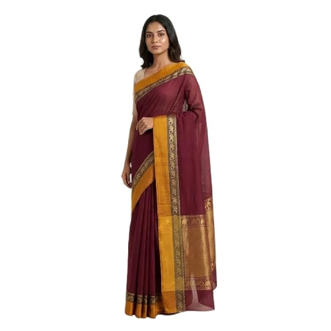 Cotton Silk Saree for Women | Traditional Handloom Ilkal Saree with Zari Border | Ethnic Wear Saree for Wedding, Festival & Occasion Wear