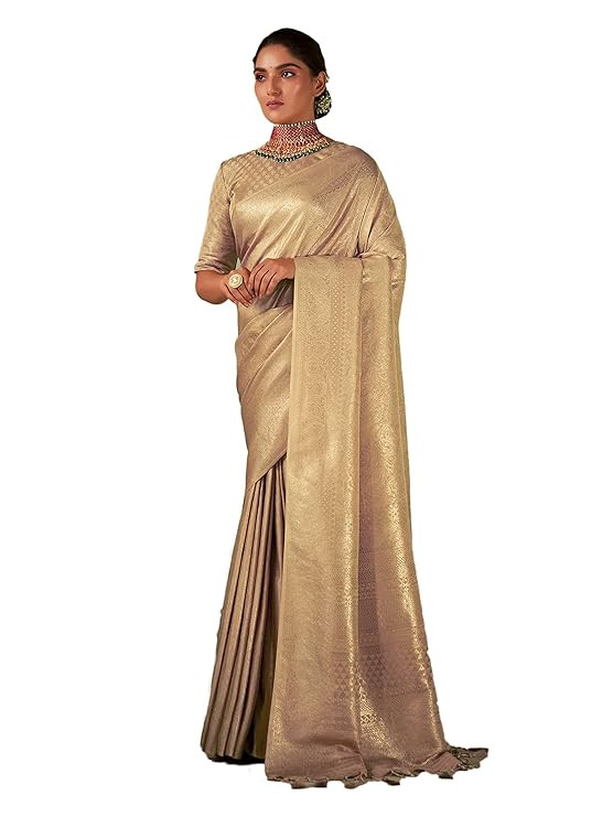 Vardha Women's Banarasi Art Silk Saree with Jacquard Weave and Unstitched Matching Blouse Piece | Sari for Women
