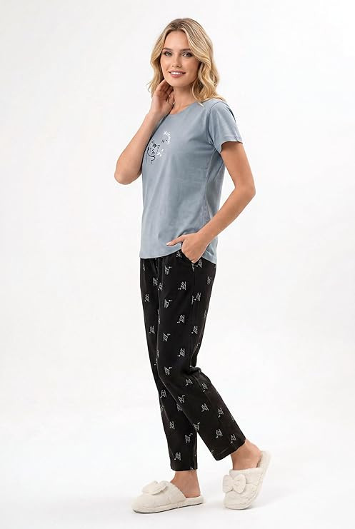 Womens Night Dress | Full Pyjama Set | Nightsuit | Women Nightwear | Round Neck Full Sleeve Nightsuit | Loungewear | Everyday Nightdress