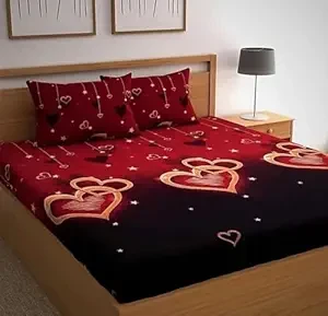 CLiDE Presents 100% Attractive Polycotton Bedsheet | Double Bedsheet | Queen Size Bedsheet | Double Bed Bedsheet with Two Pillow Covers - 90X90 INCH (Red Dil)
