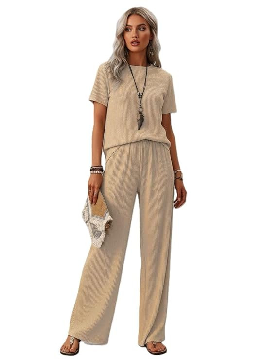 Sirgo Women’s ajama Set | Relaxed Fit Short Sleeve Top & Long Pants Sleepwear | Soft & Comfy Lounge Wear Set with Pockets Nightdress for Women