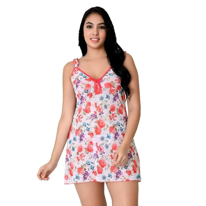 Love Maker Spandex Floral Babydoll Solid Women`s Chemise Night Dress S-3XL