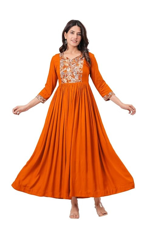 Dhruvi Rayon Women's Anarkali Maternity Feeding Kurta/Kurti with Zipper| Comfortable & Elegant Pre and Post Pregnancy Kurti Dress/Kurta Dress