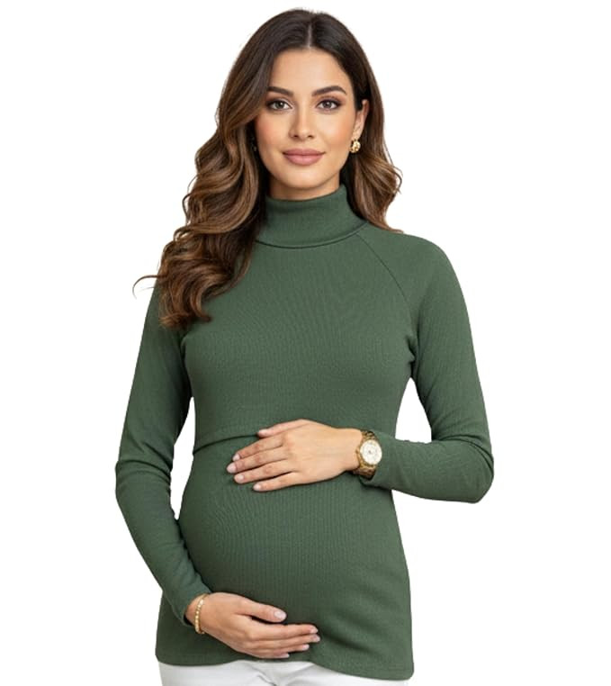 True Shape Winter Feeding Sweatshirt for Woman | Stretchable Black Knitted Cotton Rib Zipless Nursing Tunic Top for Pregnancy & Breastfeeding | Maternity Dresses | Gifts for Pregnant Women