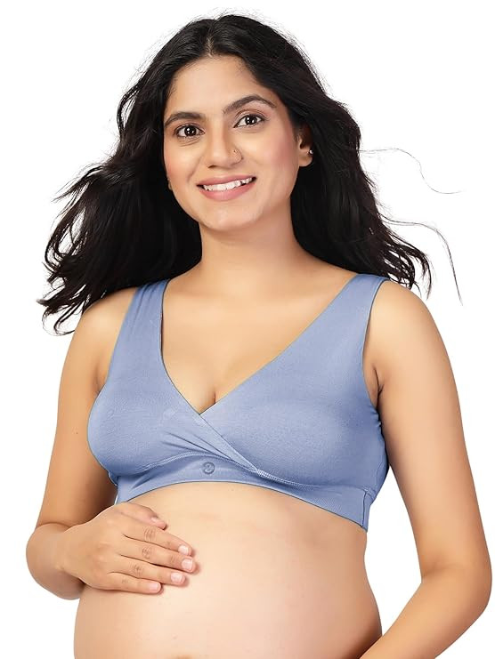 ZELENA Maternity Padded Bra | Removable Cups, Broad Waistband | Soft Stretchable Modal Fabric | Easy Pull Nursing Bra for Pregnancy and Breastfeeding