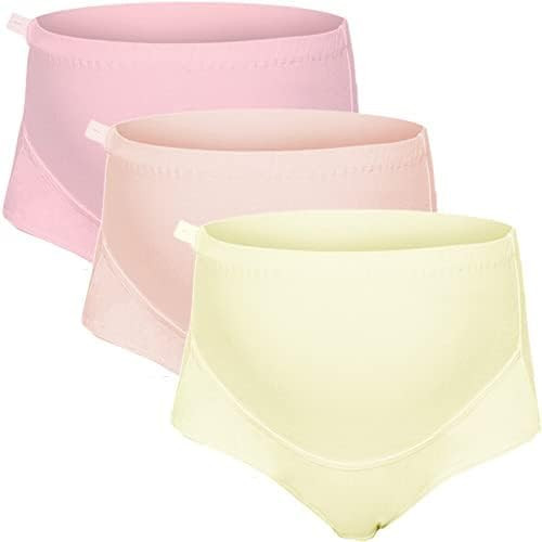 SHAPERX® Maternity Underwear Over Bump, High Waisted Maternity Panties, Adjustable Waist Strips Cotton Pregnancy Underwear 3 Pack Plus Size