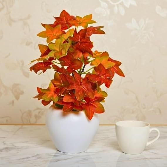 fancymart Artificial Plant Leaves in Apple Pot (30 cm Height) | Small Potted Plant for Office Desk | Home Décor for Living Room | Café & Restaurant Table Decoration