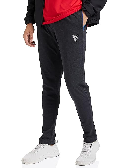 Van Heusen Men’s Track Pant | Side Zipper Pockets |Mid-Rise| Comfort Fit | Cotton Blend | Breathable & Casual | Easy Stain Release| Anti-Static Fabric | Activewear | Drawstrings | Style 50052