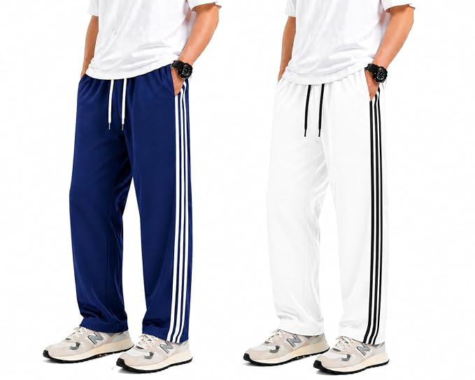 Track Pants for Men Combo Pack of 2 - Regular Fit Gym Trackpants Set Elastic Waist Straight Fit Casual Lower Sports Wear Joggers Bundle